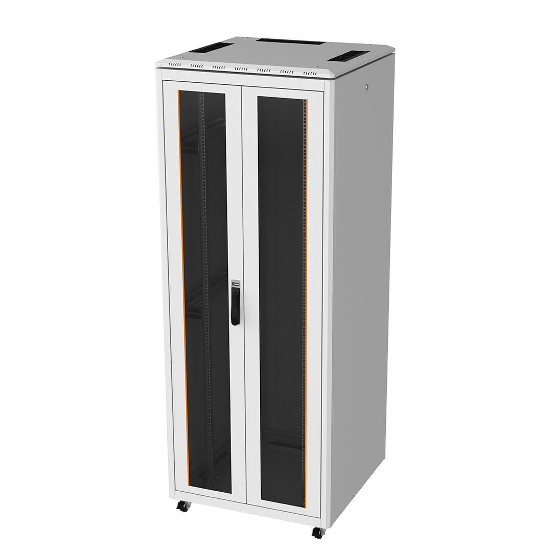 42U, 800 mm Width 800 mm Deepth Dual Full Glass Door Vega Cabinet