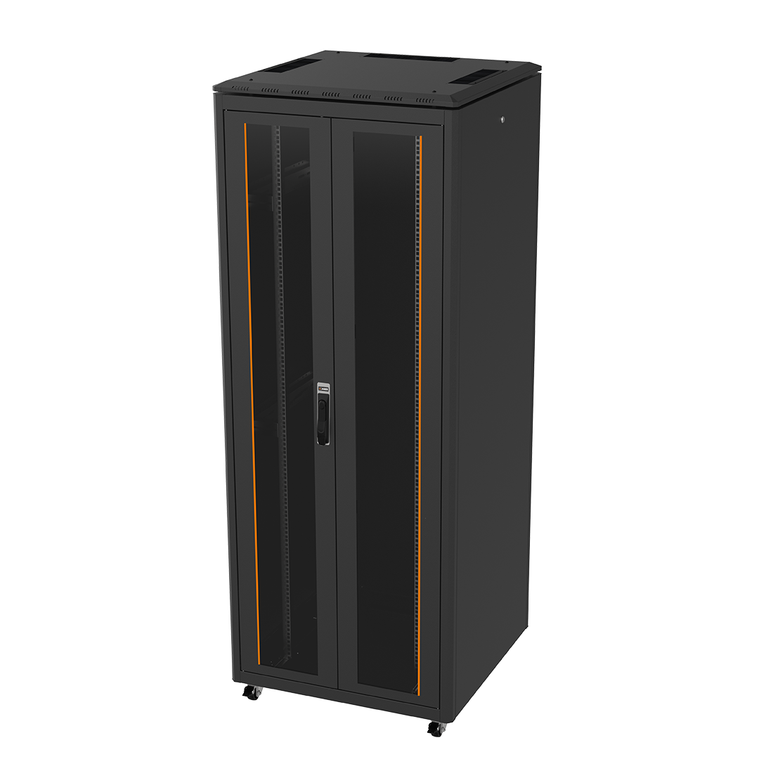 42U, 800 mm Width 800 mm Deepth Dual Full Glass Door Vega Cabinet